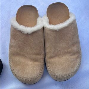 Jenni Kayne Tan Suede Shearling Mules